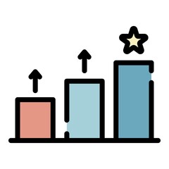 Wall Mural - Rising rating chart icon. Outline rising rating chart vector icon color flat isolated
