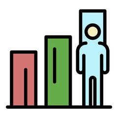 Poster - Career growth chart icon. Outline career growth chart vector icon color flat isolated