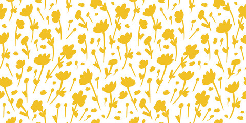 Wall Mural - Flower Pattern - Seamless Vector Background 