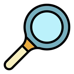 Sticker - Magnifying glass icon. Outline magnifying glass vector icon color flat isolated