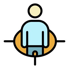Poster - Human figure in goal icon. Outline human figure in goal vector icon color flat isolated