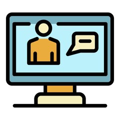 Poster - screen broadcast icon. outline screen broadcast vector icon color flat isolated