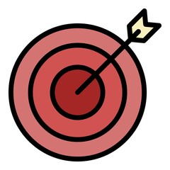 Poster - Arrow on target icon. Outline arrow on target vector icon color flat isolated