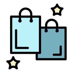 Poster - Shopping bags icon. Outline shopping bags vector icon color flat isolated