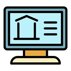 Poster - Buying a home online icon. Outline buying a home online vector icon color flat isolated