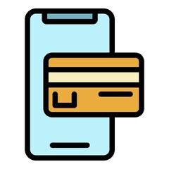 Poster - Smartphone payment icon. Outline smartphone payment vector icon color flat isolated