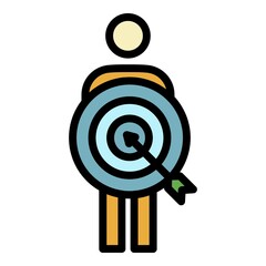 Poster - Target customer icon. Outline target customer vector icon color flat isolated
