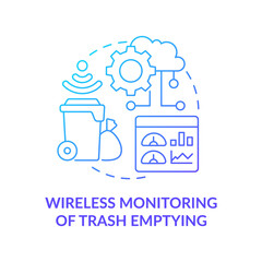 Wall Mural - Wireless monitoring system of trash emptying concept icon. Garbage management. Modern methods of waste recycling abstract idea thin line illustration. Vector isolated outline color drawing