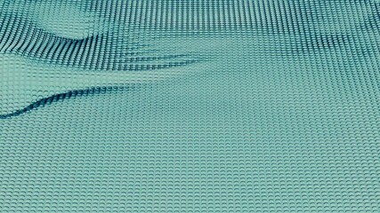 Poster - Minimalistic colorful rippling background. Design. Geometric motion pattern with wavy surface of many rows of particles.