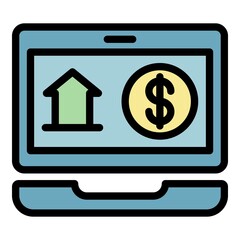 Poster - Online house lease icon. Outline online house lease vector icon color flat isolated