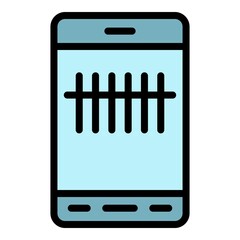 Fototapete - Smartphone qr scanner icon. Outline smartphone qr scanner vector icon color flat isolated