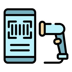 Fototapete - Smartphone barcode scanner icon. Outline smartphone barcode scanner vector icon color flat isolated