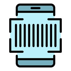 Fototapete - Telephone scan barcode icon. Outline telephone scan barcode vector icon color flat isolated