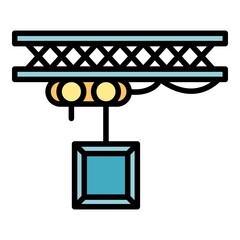 Poster - Box crane icon. Outline box crane vector icon color flat isolated