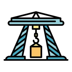 Poster - Sea port crane icon. Outline sea port crane vector icon color flat isolated