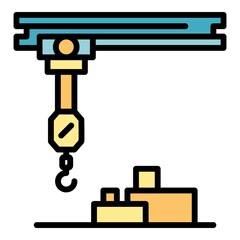 Poster - mobile hook crane icon. outline mobile hook crane vector icon color flat isolated