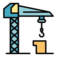 Poster - Industrial crane icon. Outline industrial crane vector icon color flat isolated