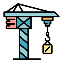 Poster - Industry crane icon. Outline industry crane vector icon color flat isolated