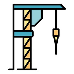 Poster - Modern drill crane icon. Outline modern drill crane vector icon color flat isolated