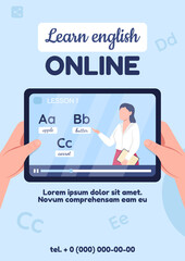 Poster - Learn english online poster flat vector template