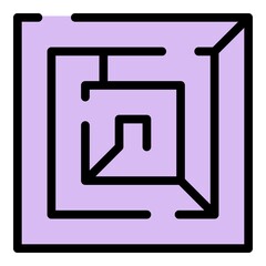 Poster - Square labyrint icon. Outline square labyrint vector icon color flat isolated