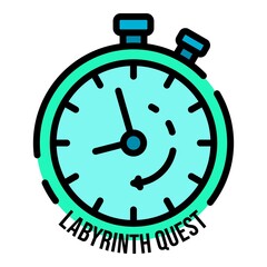 Poster - Stopwatch labyrinth quest icon. Outline stopwatch labyrinth quest vector icon color flat isolated
