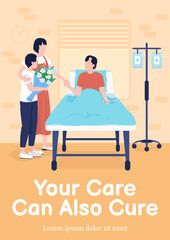 Poster - Family supporting patient poster flat vector template