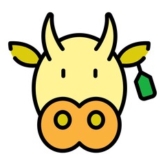 Poster - Cow head icon. Outline cow head vector icon color flat isolated