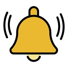 Poster - Notification bell icon. Outline notification bell vector icon color flat isolated