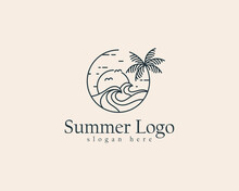Summer Logo Creative Beach Travel Emblem Brand Line Creative