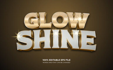 Poster - glow and shine gold editable text style effect