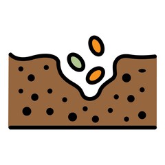Wall Mural - Seeds in the ground icon. Outline seeds in the ground vector icon color flat isolated