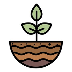 Wall Mural - Single plant icon. Outline single plant vector icon color flat isolated