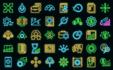Poster - Performance management icon. Outline performance management vector icon neon color on black