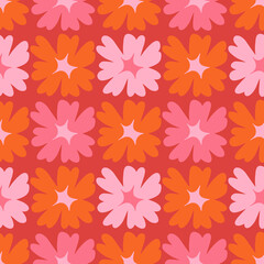 Contemporary seamless pattern with abstract flowers, vintage colors. Modern  botanical design for fabrics, tile mosaic, scrapbooking. Vector illustration