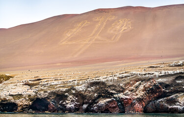 Sticker - The Paracas Candelabra, a prehistoric geoglyph in Peru