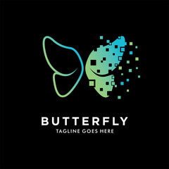 Wall Mural - Pixel Butterfly logo designs concept, Butterfly logo designs vector.