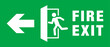 Green color emergency fire exit sign. Warning sign. icon of man running to the door.