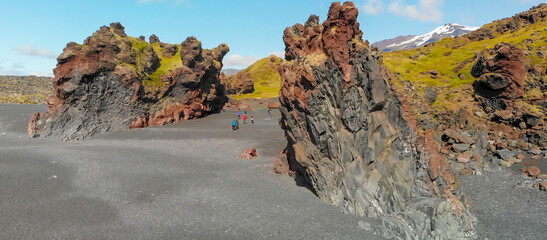 Poster - Amazing aerial view of Djupalonssandur coastline, Iceland in summer season