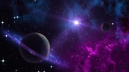 Wall Mural - Spacescape background slowly moving through planetary system universe galaxies stars and nebulae