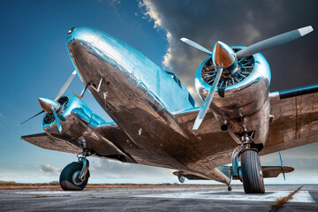 Wall Mural - historical aircraft on a runway