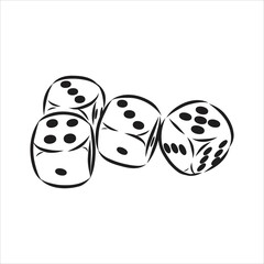 Sketch two dices game dice vector sketch