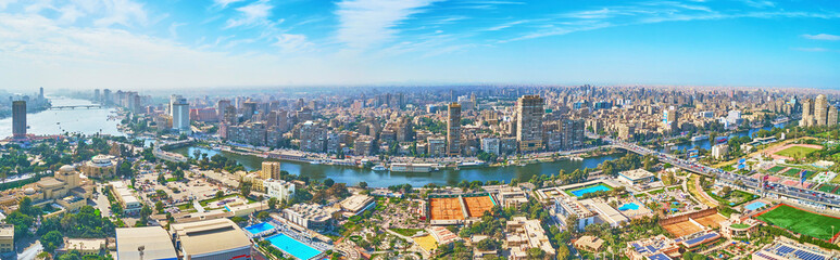 Canvas Print - Panorama of Gezira Island from the top, Cairo, Egypt