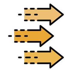 Poster - Three arrows icon. Outline three arrows vector icon color flat isolated