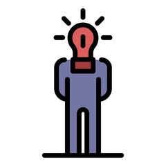 Poster - Idea man icon. Outline idea man vector icon color flat isolated
