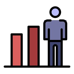 Poster - Human ability growth icon. Outline human ability growth vector icon color flat isolated