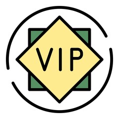 Wall Mural - VIP sign icon. Outline VIP sign vector icon color flat isolated