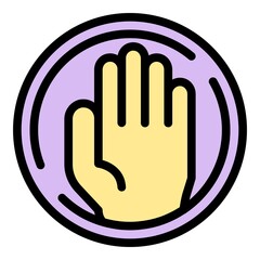 Sticker - Stop family violence icon. Outline stop family violence vector icon color flat isolated