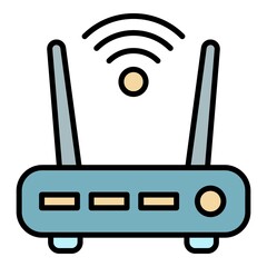 Poster - Security wifi router icon. Outline security wifi router vector icon color flat isolated