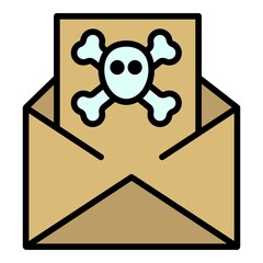 Poster - Mail hacker icon. Outline mail hacker vector icon color flat isolated